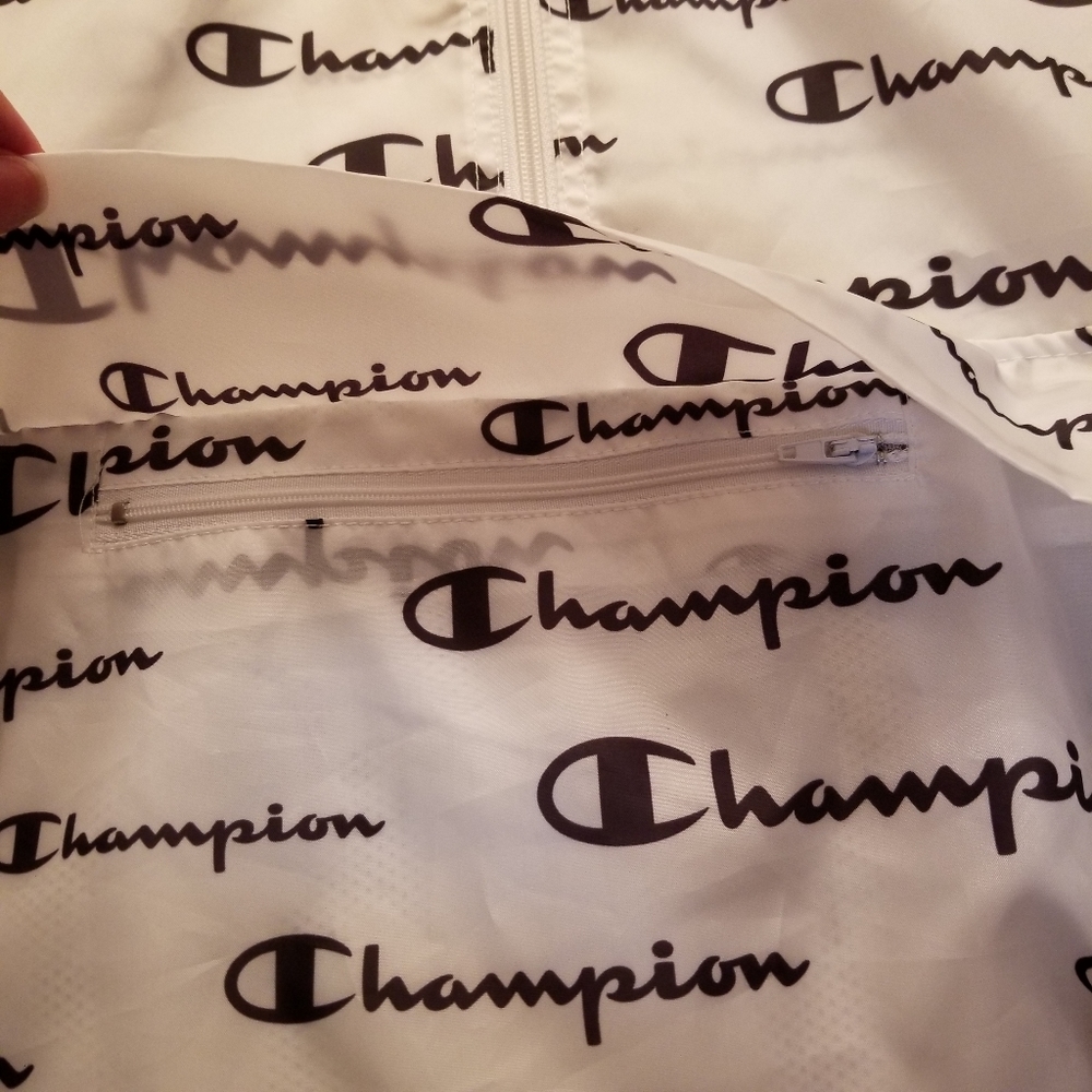Men's Champion All Over Logo Anorak Windbreaker Jacket Hoodie - Picture 8 of 15